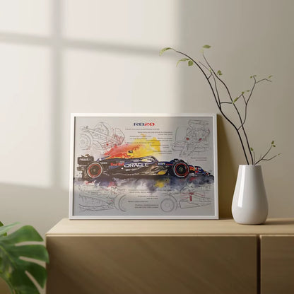 F1 Racing Technical Drawing Canvas Wall Art - Exploded View Poster for Home Decor & Men's Gift